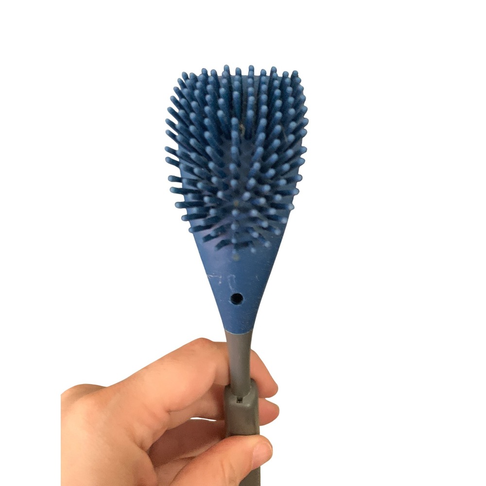Silicone Toilet Brush Long Handle Scrubber Bathroom Cleaner Blue